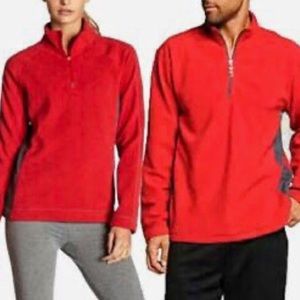ALO Red and Gray Micro Fleece 1/4 Zip Pullover